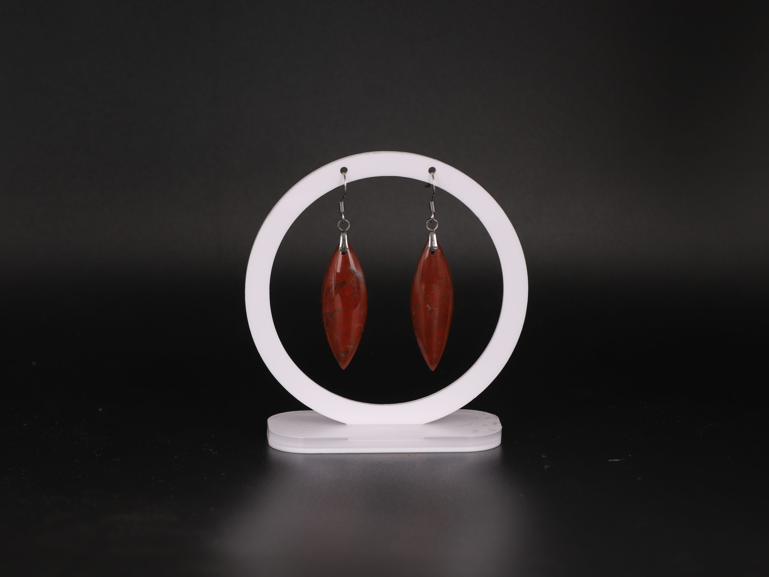 Boucles d'oreilles marquise Jaspe Rouge attache crochet