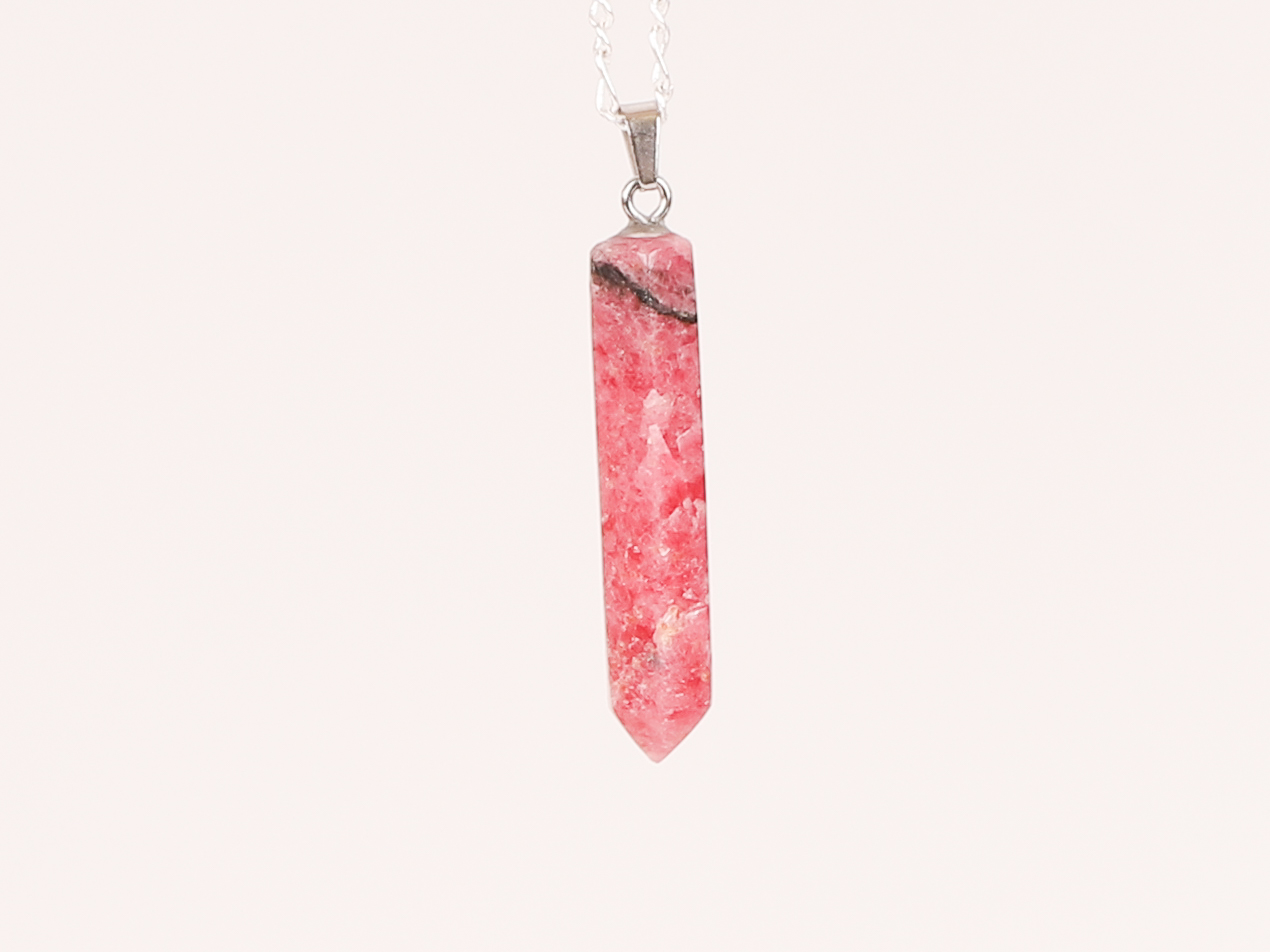 Pendentif pointe Rhodonite black line