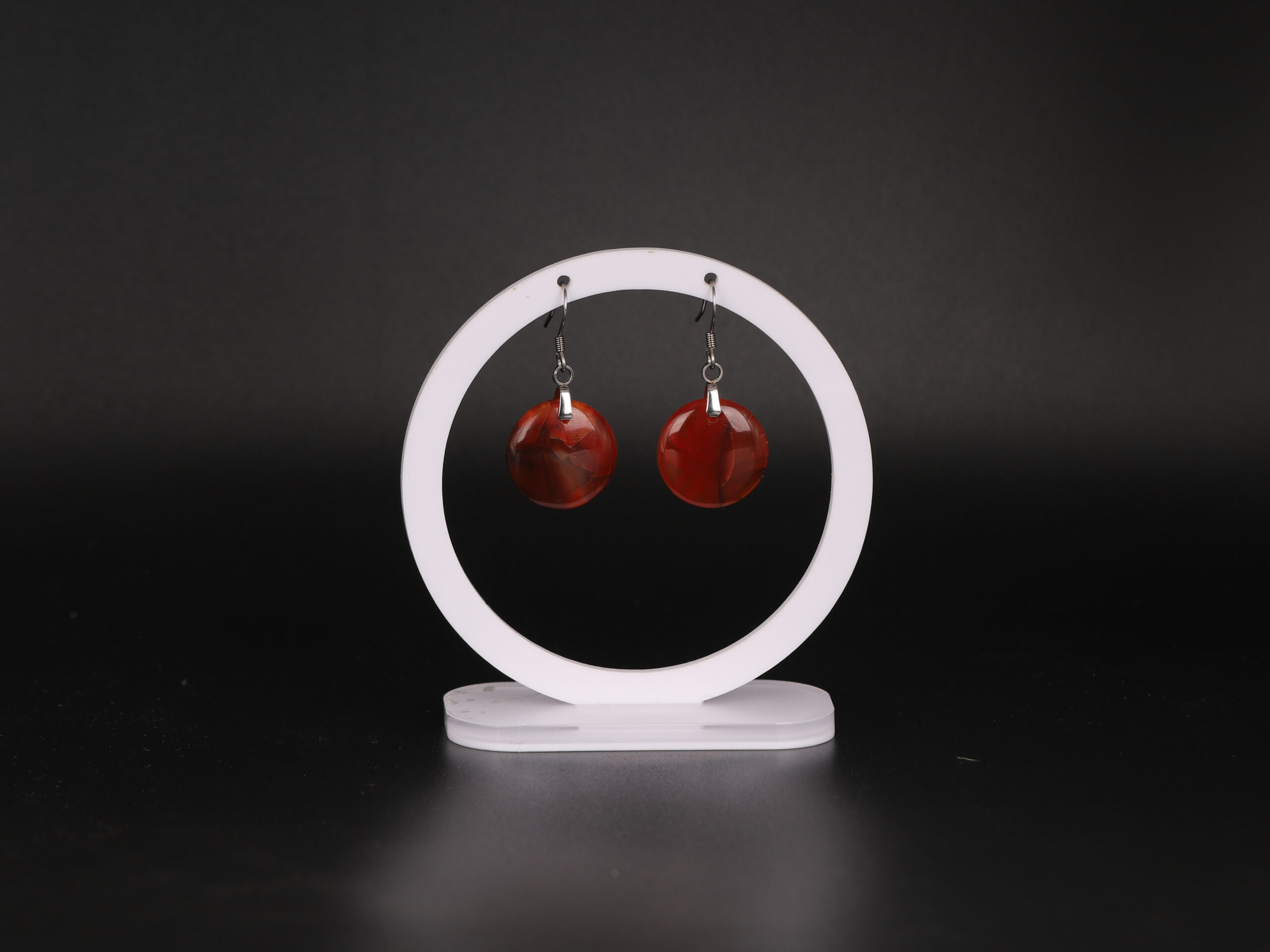 Boucles d'oreilles cercle en Cornaline attache crochet