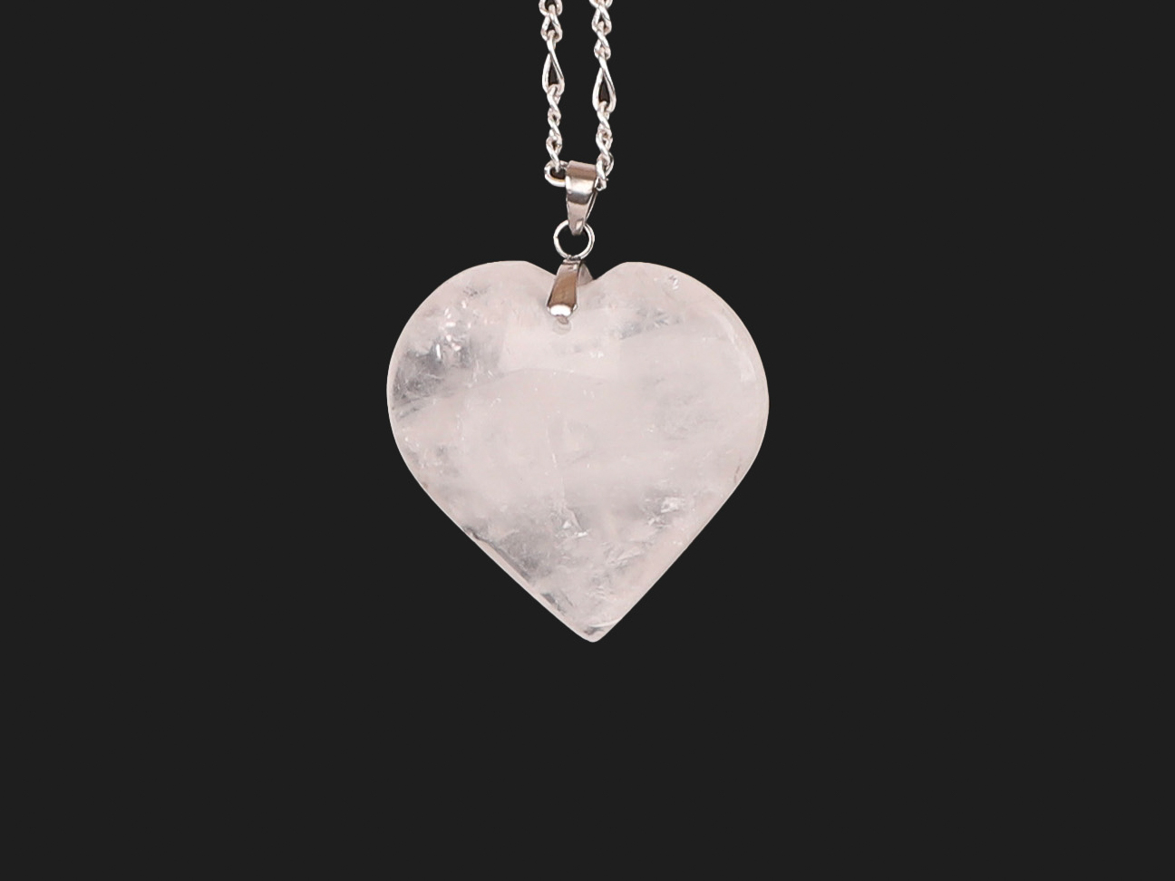 Pendentif coeur Cristal de Roche blanc