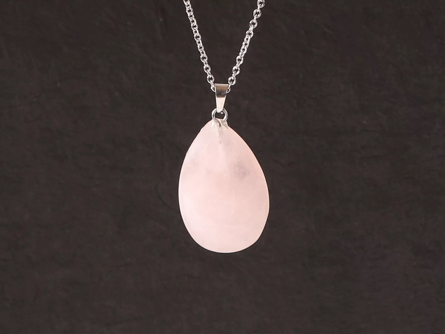 Pendentif larme Quartz Rose