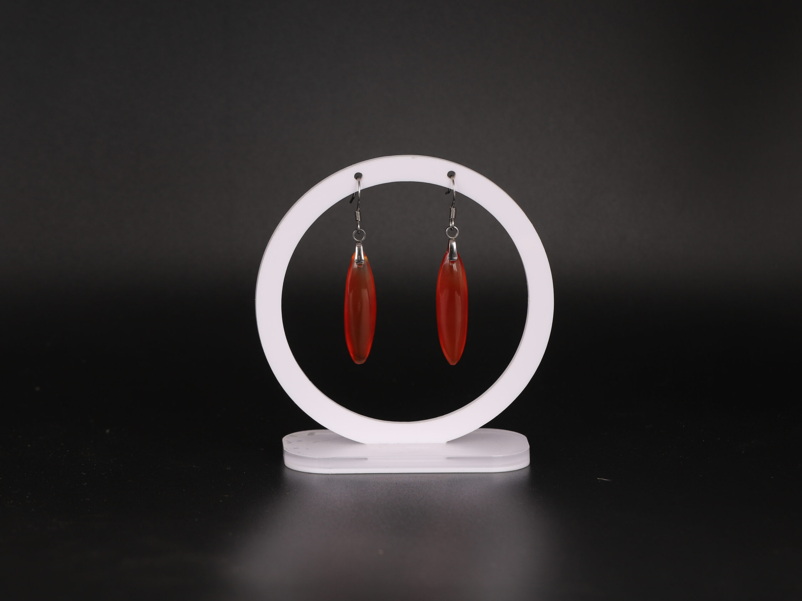 Boucles d'oreilles marquise en Cornaline attache crochet