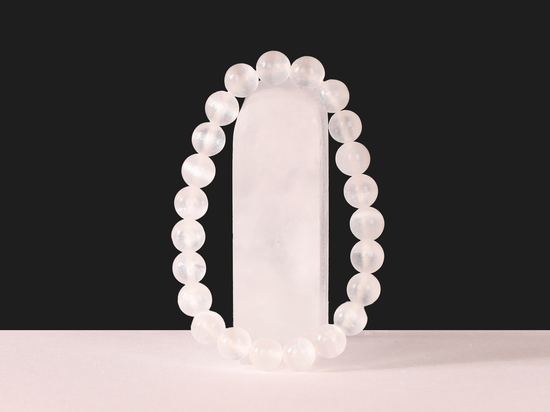 Bracelet Sélénite 'AA' perles de 8mm