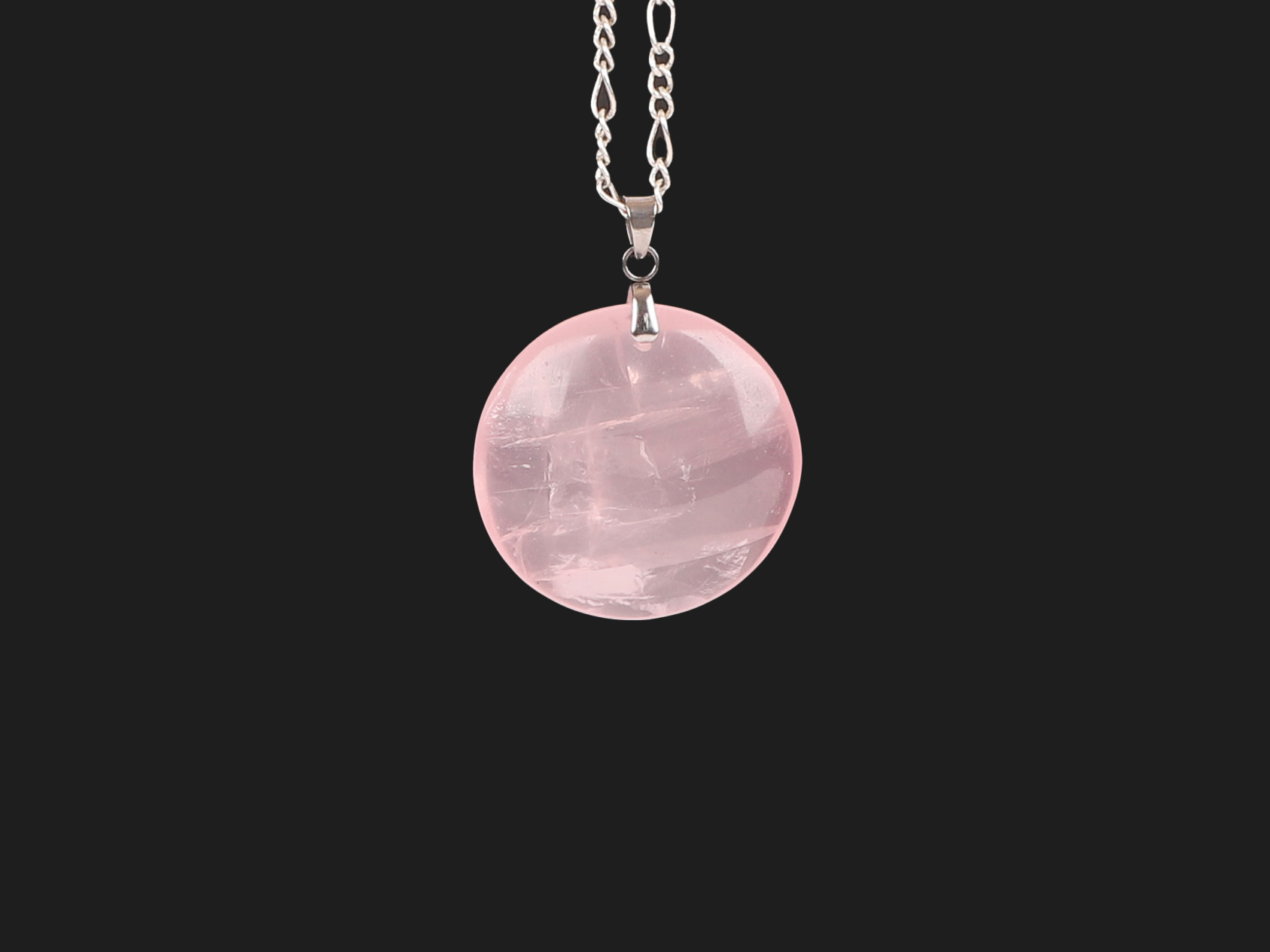 Pendentif cercle Quartz Rose