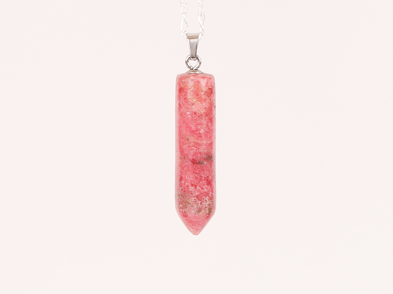 Pendentif pointe Rhodonite black line