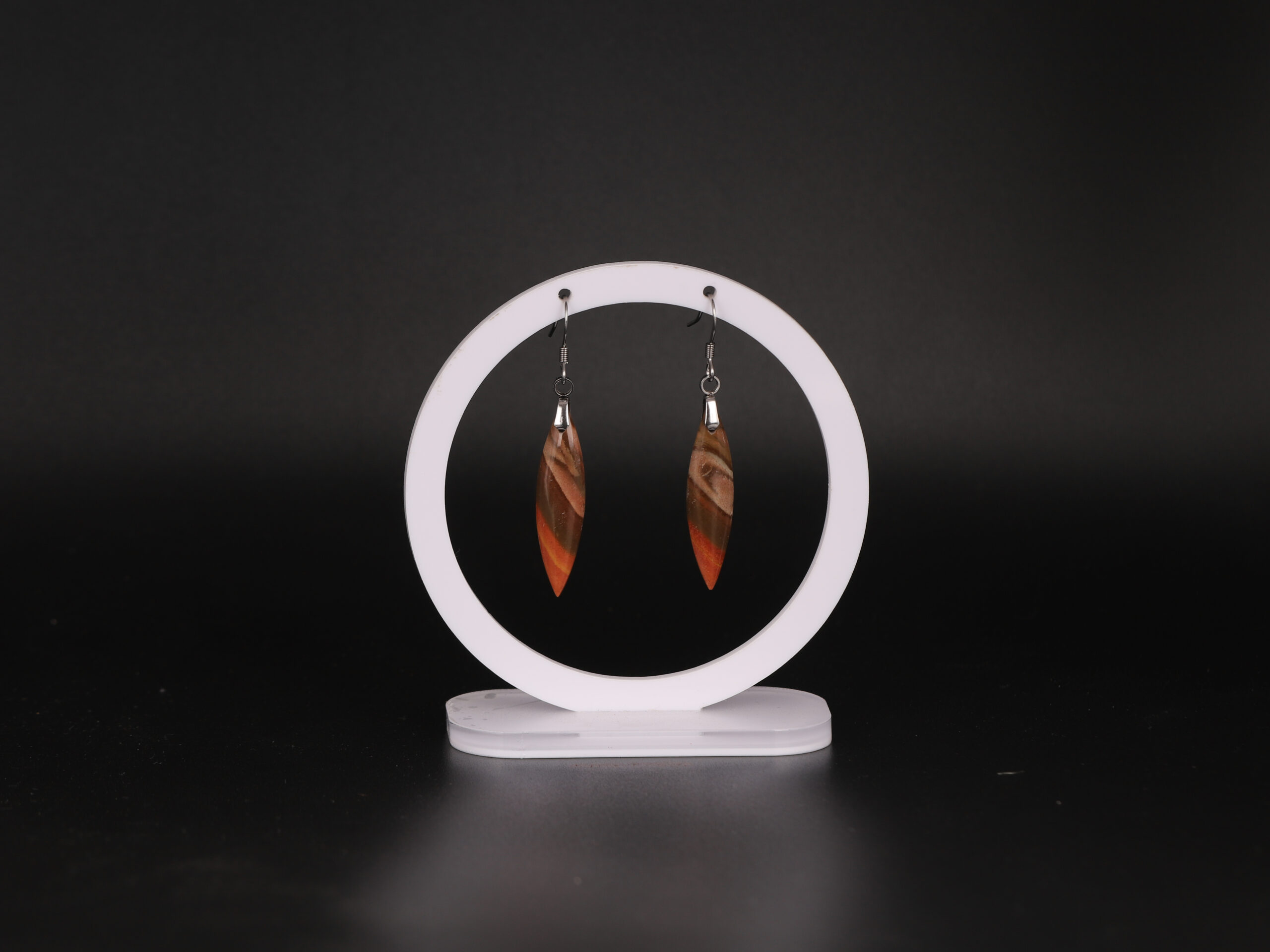 Boucles d'oreilles marquise Jaspe Polychrome attache crochet