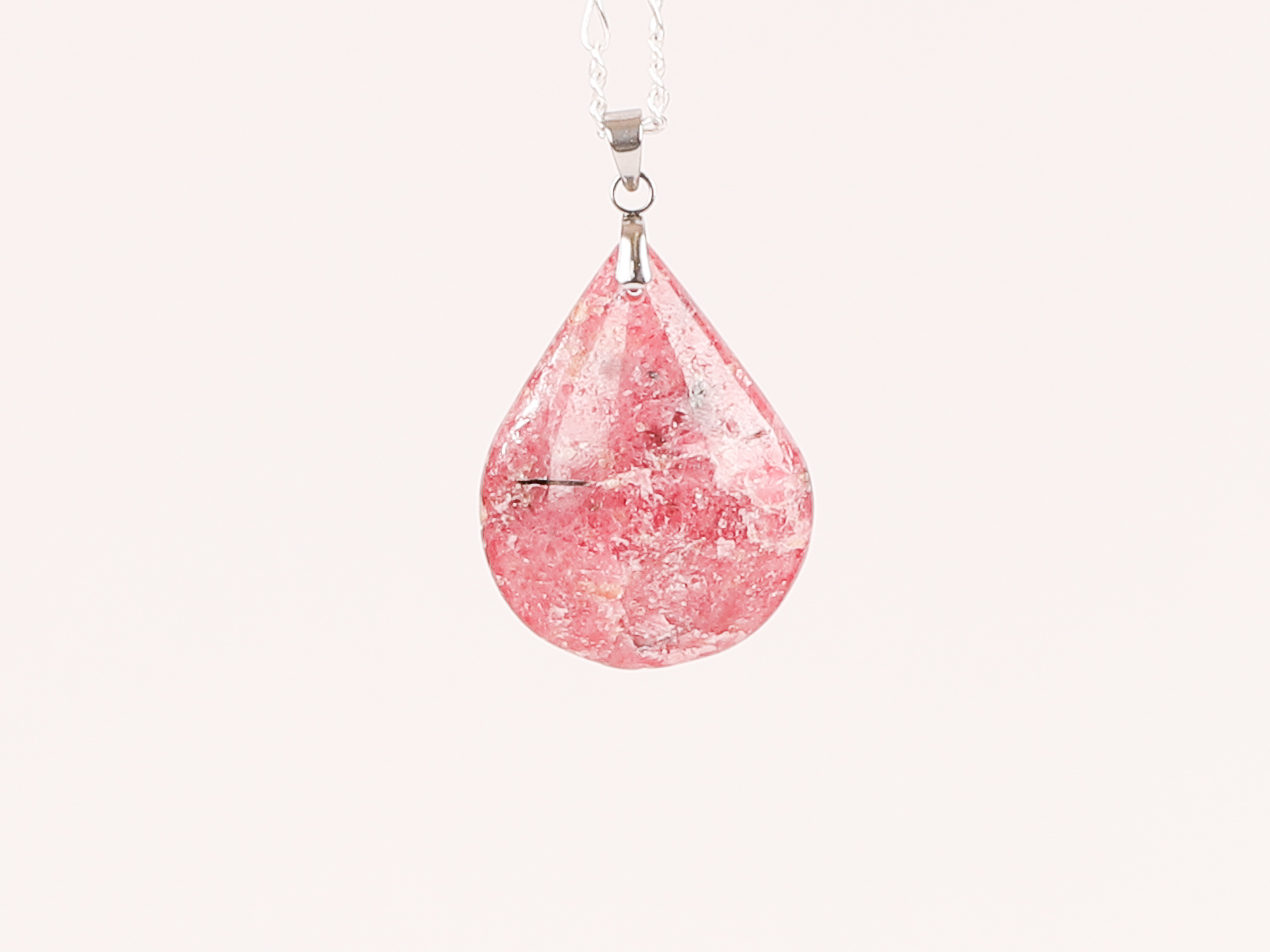 Pendentif goutte Rhodonite