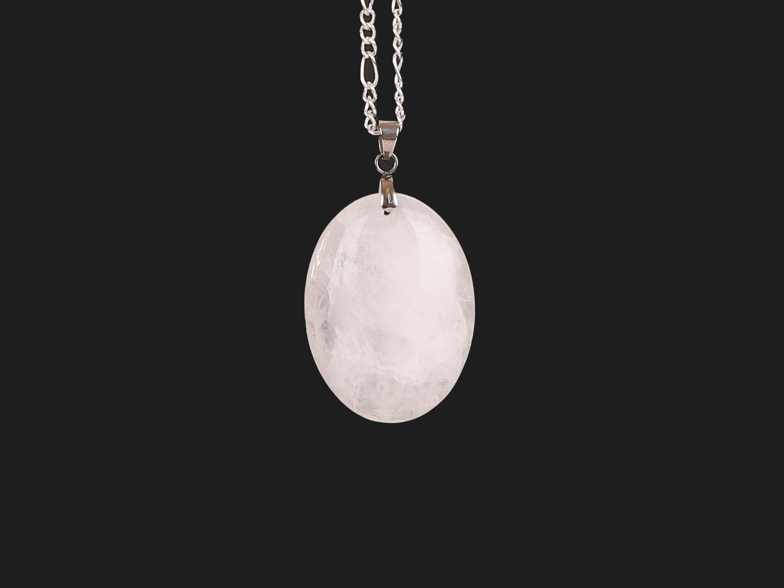 Pendentif ovale Cristal de Roche blanc