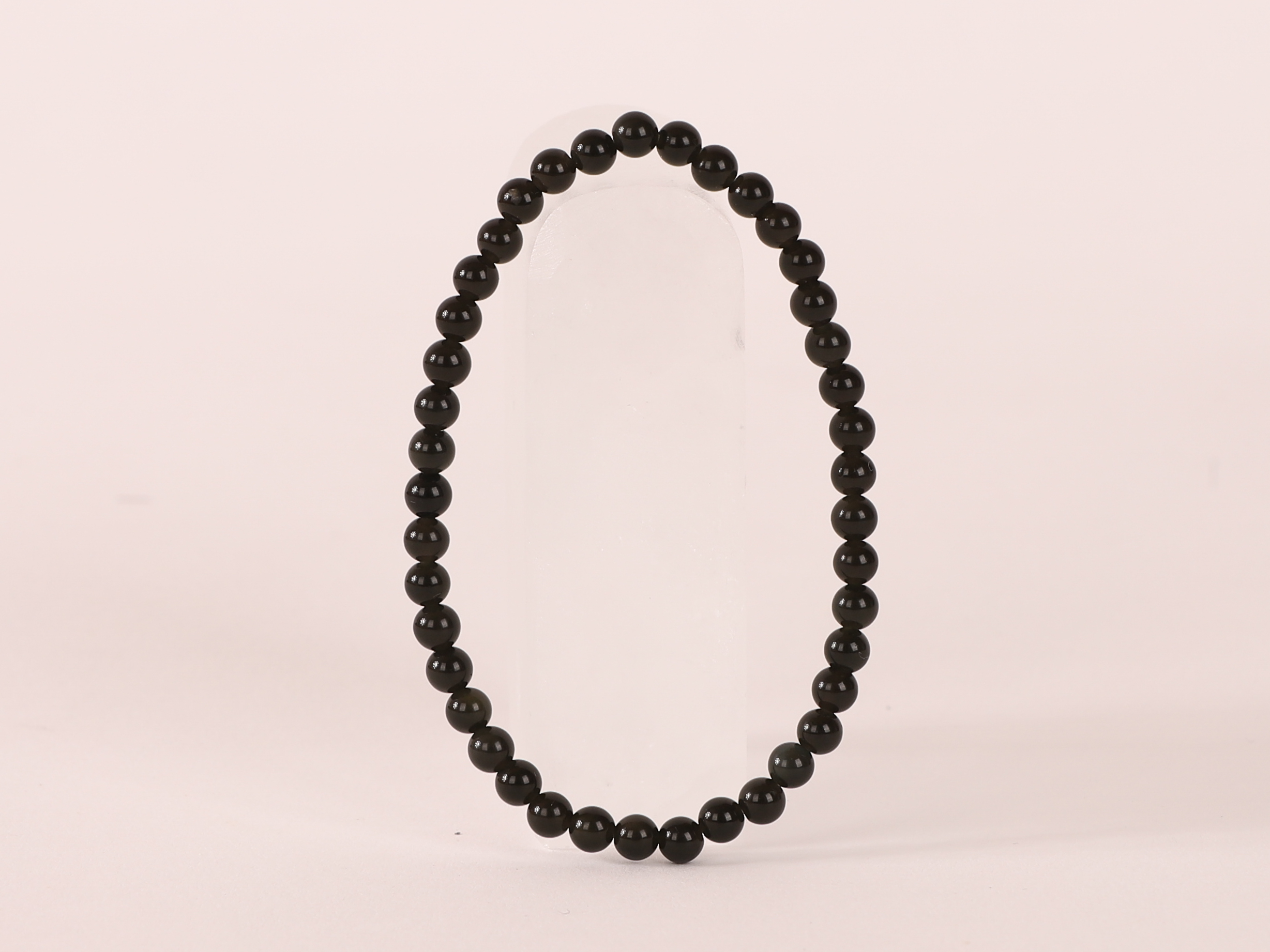 Bracelet Obsidienne Dorée 'A' perles 4mm