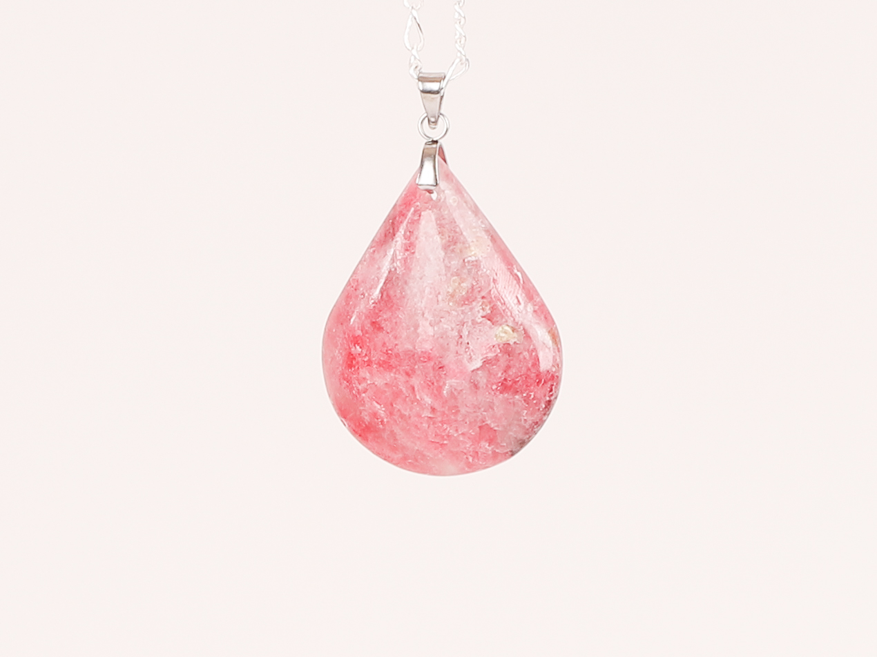 Pendentif goutte Rhodonite black line