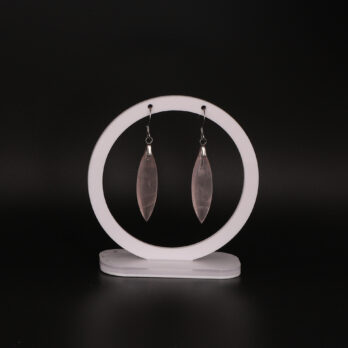 Boucles d'oreilles marquise Quartz Rose attache crochet