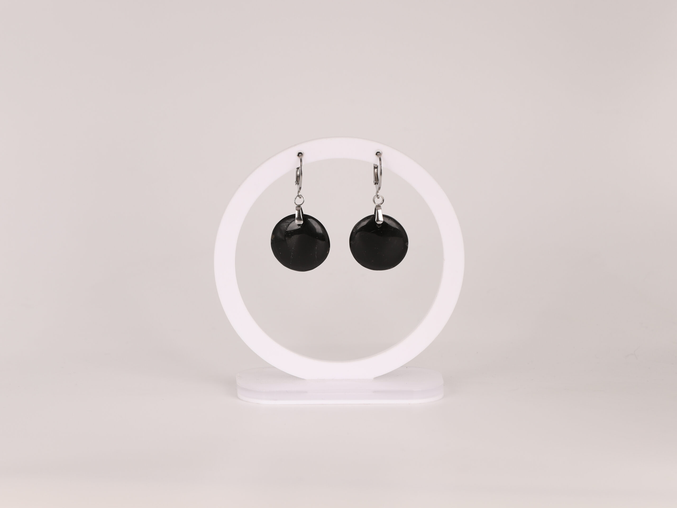 Boucles d'oreilles cercle en Tourmaline attache ronde