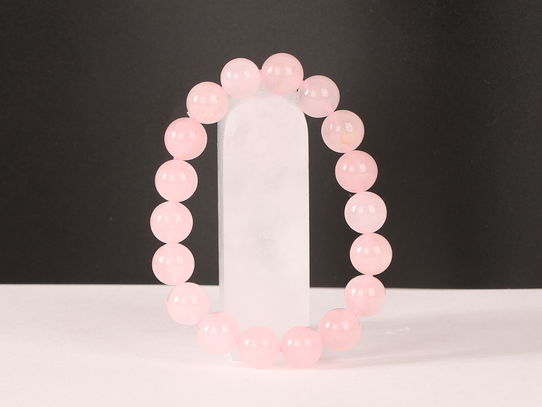 Bracelet Quartz Rose 'A' perles 10mm