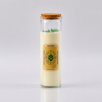Bougie Rituelle Bonheur – Aventurine Verte & Moroccan Roll