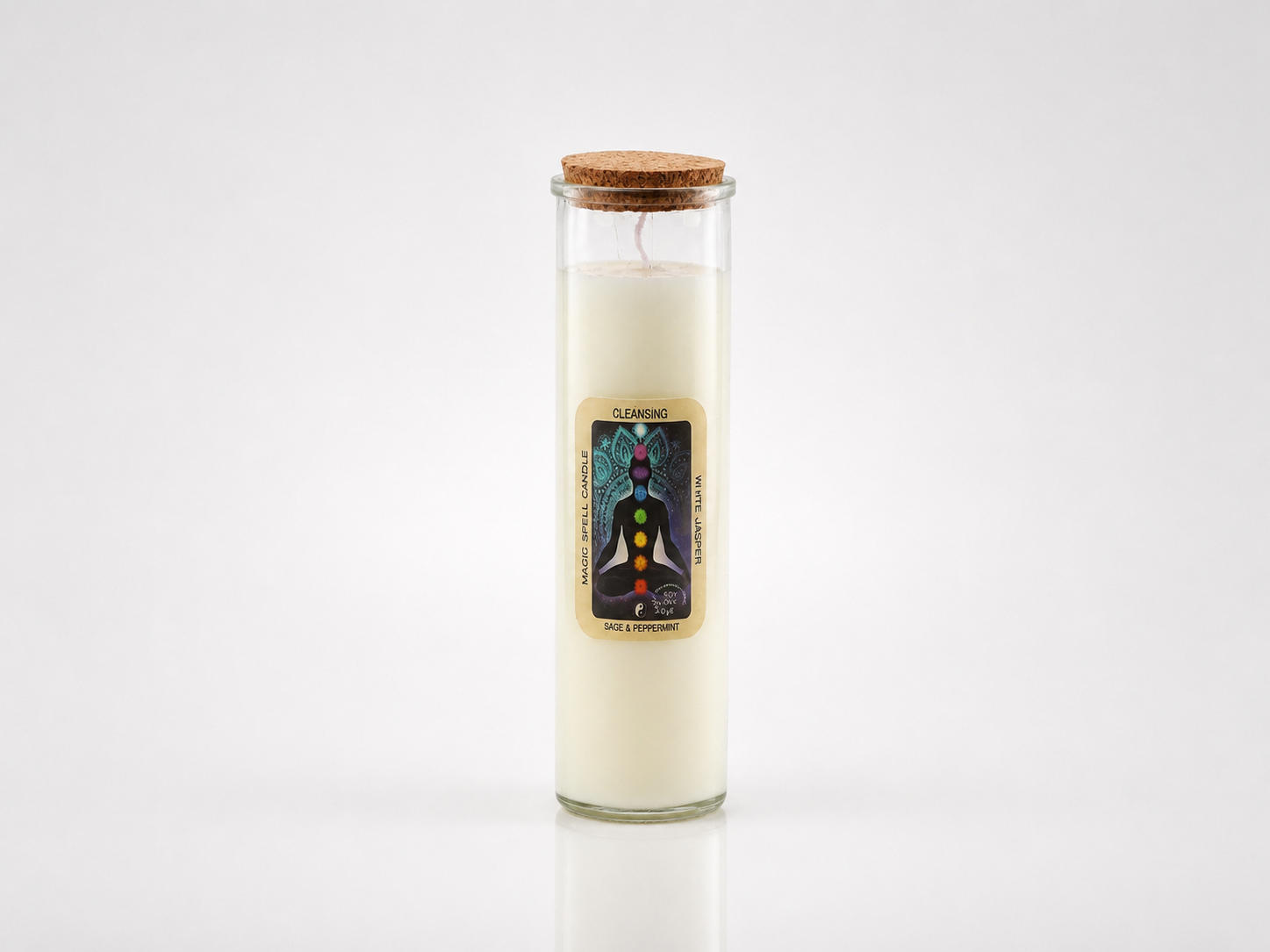 Bougie Rituelle Nettoyage – Jaspe Blanc & Sauge-Poivrée 11 Bougie Rituelle Nettoyage – Jaspe Blanc & Sauge-Poivrée