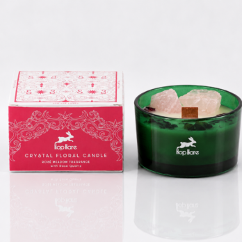 Bougie Crystal Floral Hop Hare – Prairie de Roses & Quartz Rose