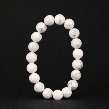 Bracelet Howlite Blanche 'A' perles 10mm