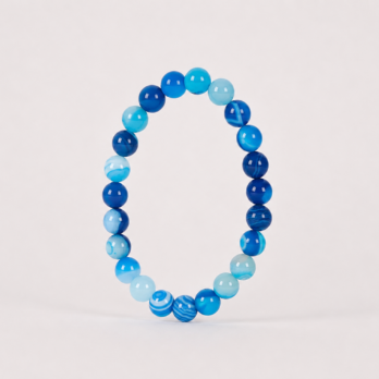 Bracelet Agate Bleue 'A' perles 8mm