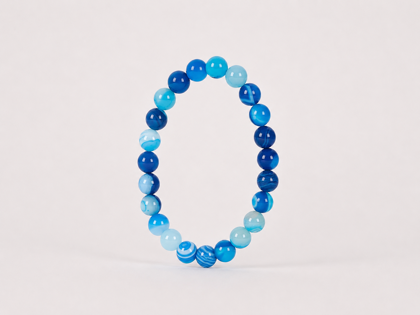Bracelet Agate Bleue 'A' perles 8mm 19 Bracelet Agate Bleue 'A' perles 8mm