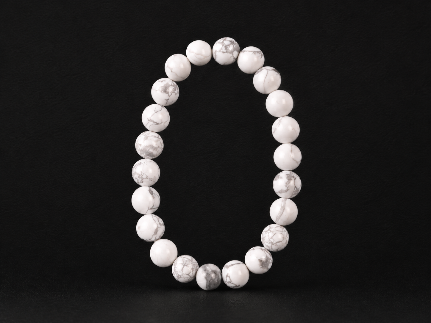 Bracelet Howlite Blanche 'A' perles 8mm 16 Bracelet Howlite Blanche 'A' perles 8mm
