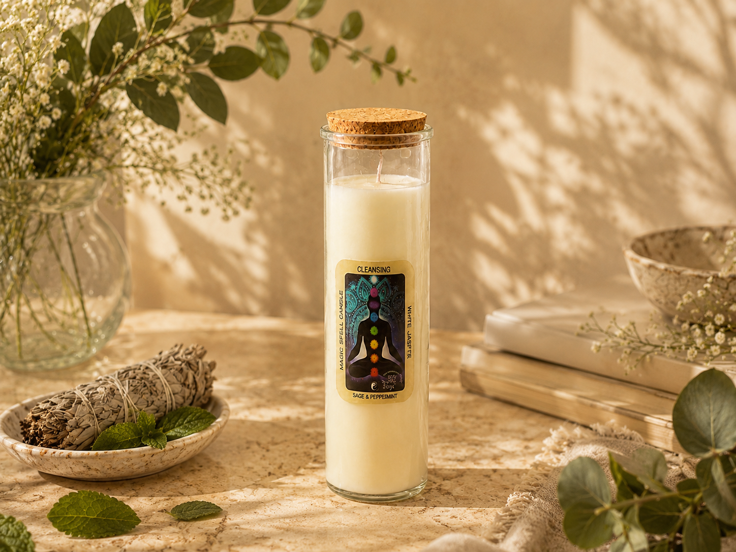 Bougie Rituelle Nettoyage – Jaspe Blanc & Sauge-Poivrée 5
