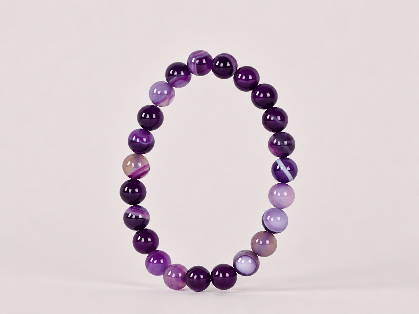 Bracelet Agate Violette 'A' perles 8mm