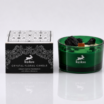 Bougie Crystal Floral Hop Hare – Cèdre Fatal & Obsidienne Noire