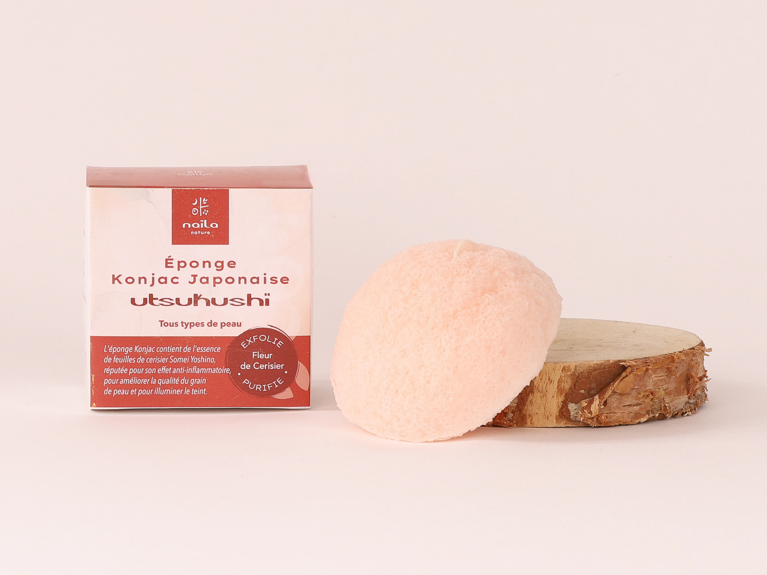Lot de 3 éponges Konjac japonaise utsukushï fleur de cerisier 1 Lot de 3 éponges Konjac japonaise utsukushï fleur de cerisier