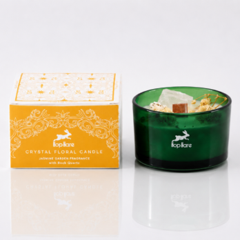 Bougie Crystal Floral Hop Hare – Jardin de Jasmin & Cristal de Roche