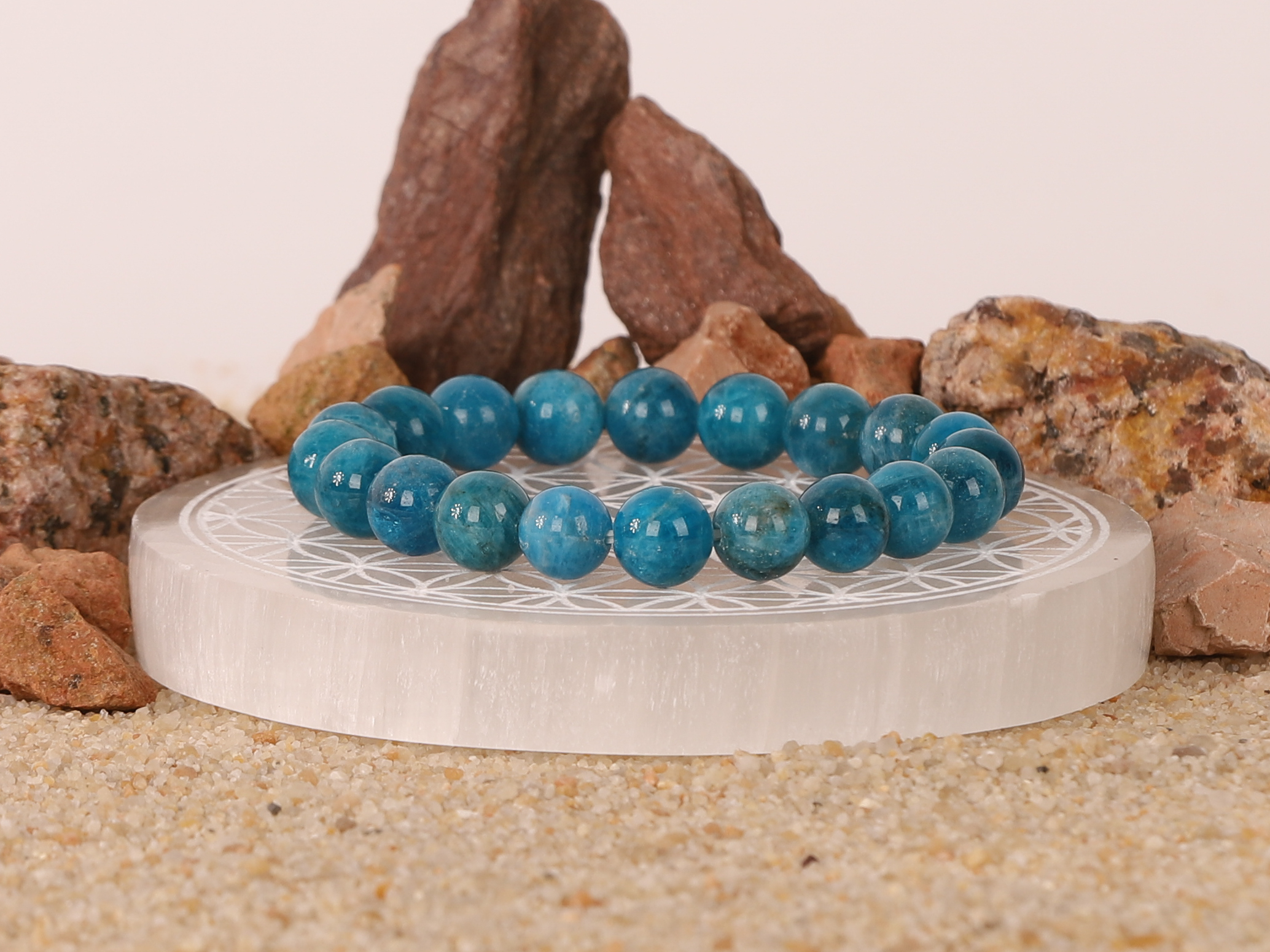 Bracelet Apatite 'AAA' perles 10mm 3