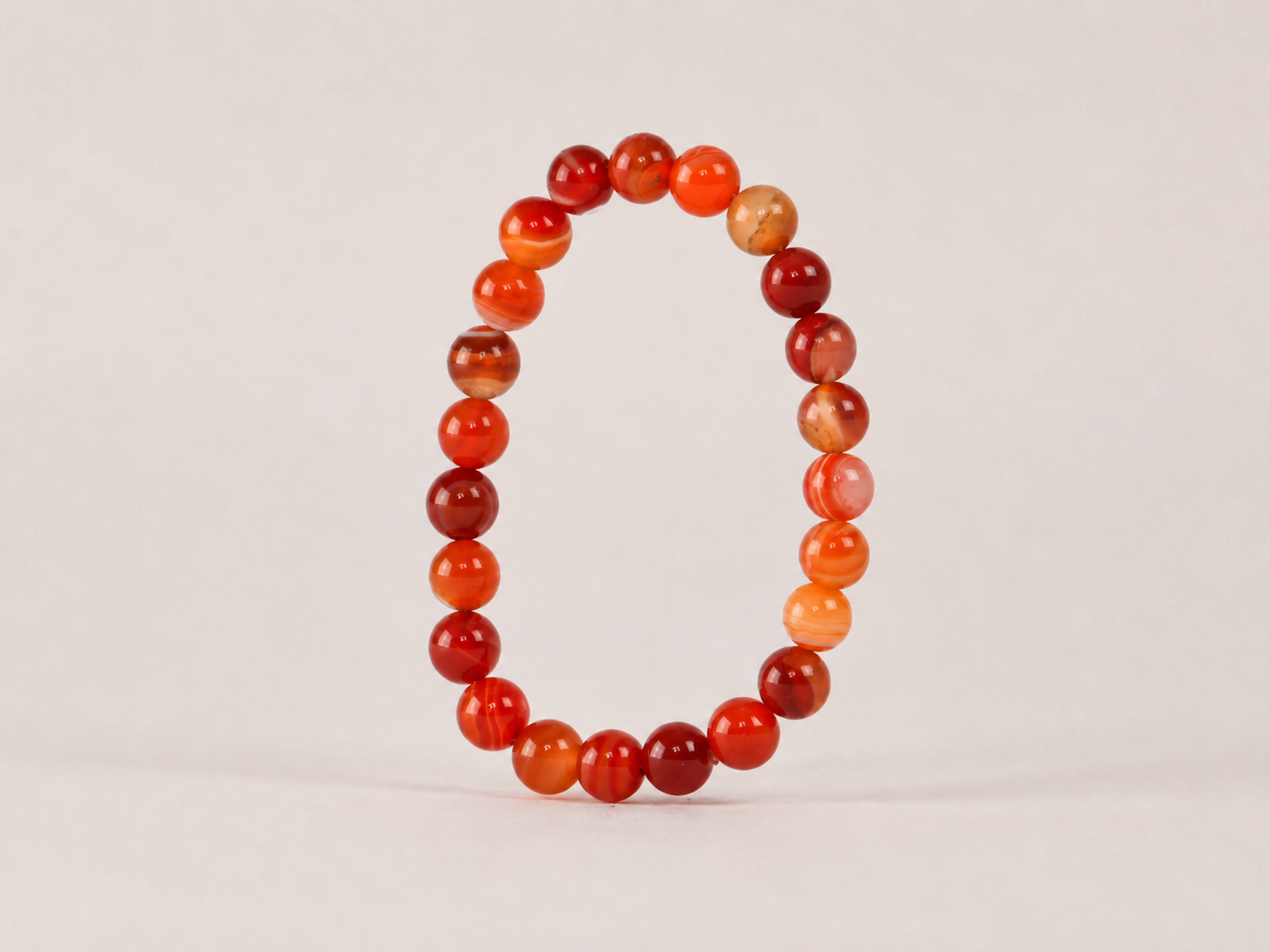 Bracelet Cornaline Rubanée 'A' perles 8mm
