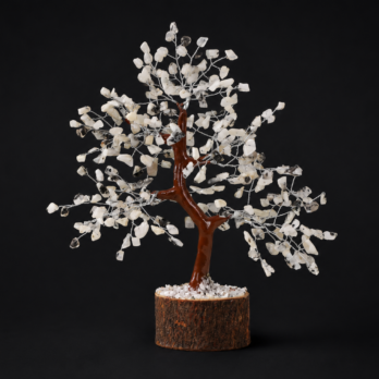 Arbre du Bonheur Pierre de Lune blanche 25cm