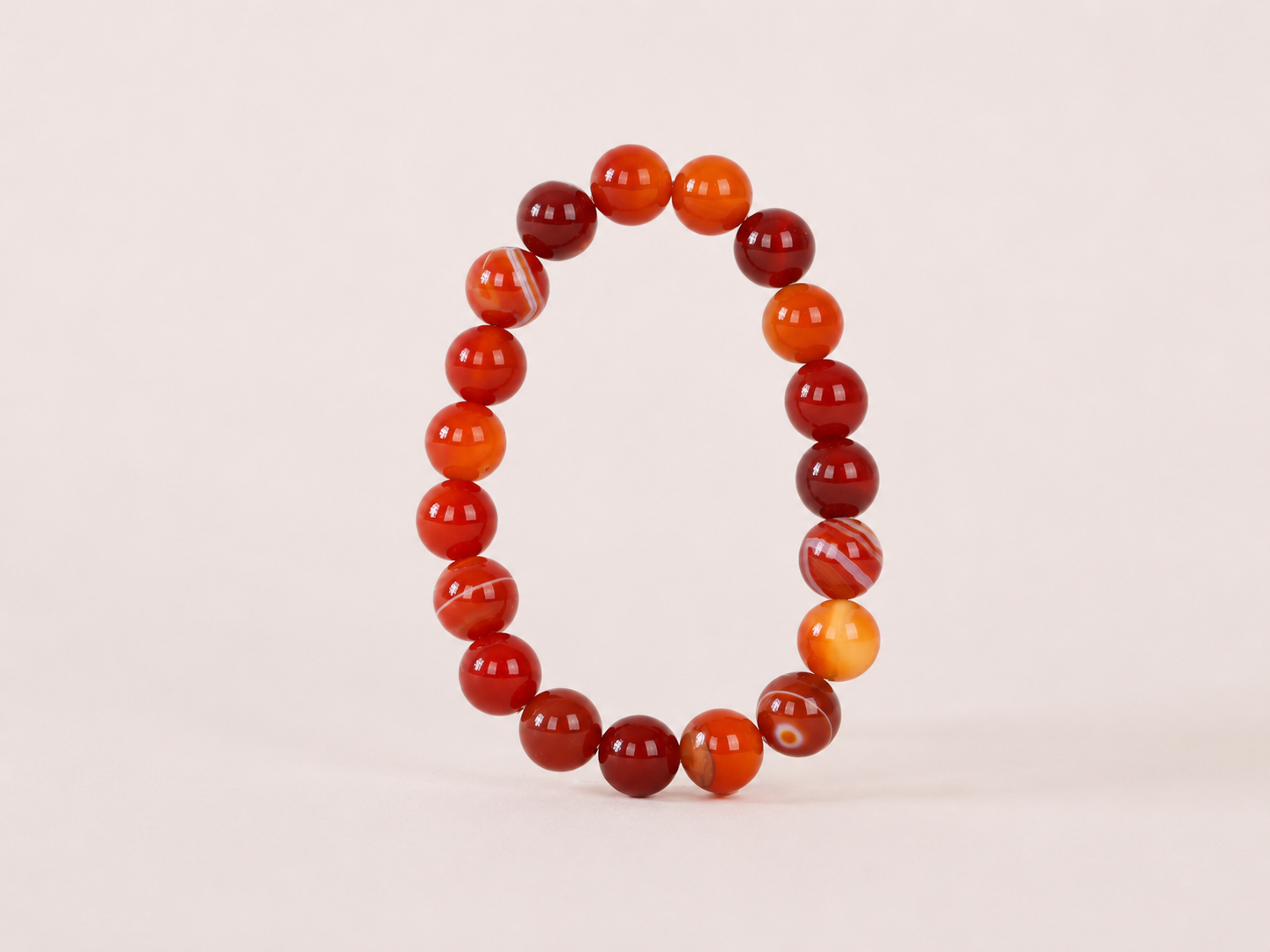Bracelet Cornaline Rubanée 'A' perles 10mm