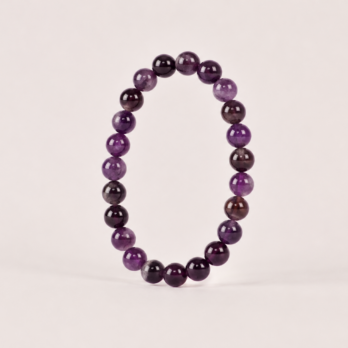 Bracelet Améthyste ‘A’ Dark perles 8mm