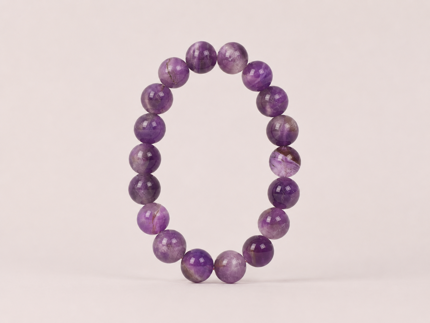 Bracelet Améthyste ‘A’ Light perles 10mm