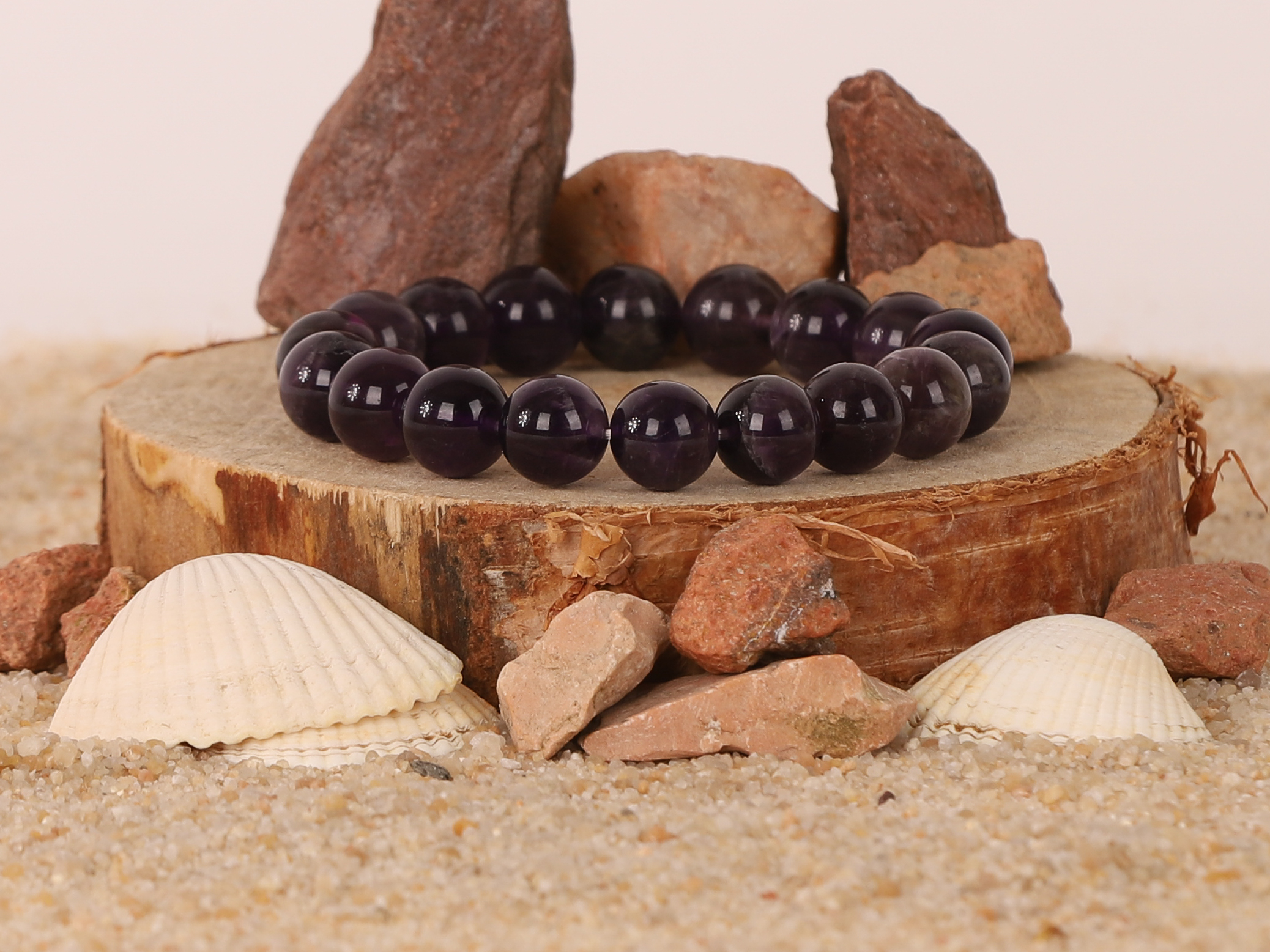 Bracelet Améthyste ‘A’ Dark perles 10mm 3