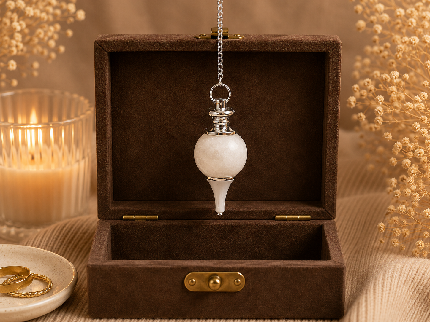 Pendule Pierre de Lune Blanche sphérique 3