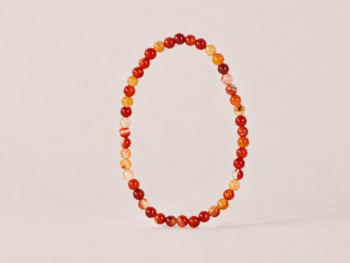 Bracelet Cornaline Rubanée 'A' perles 4mm