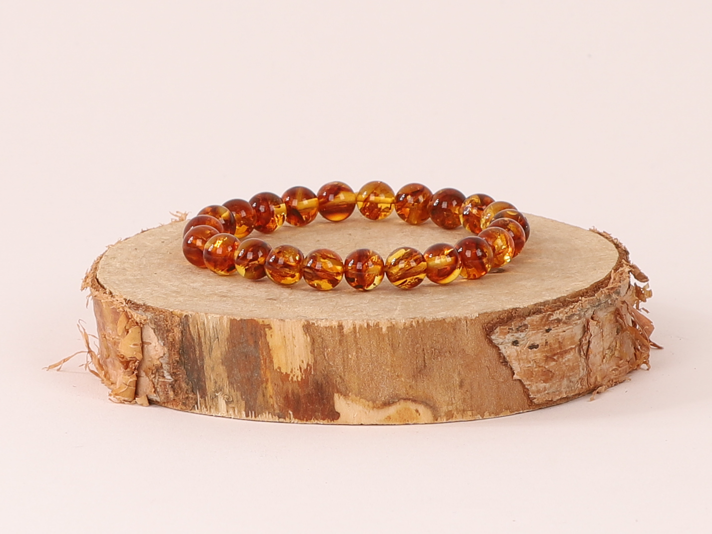 Bracelet Ambre sombre catégorie ‘A’ perles 8mm 3