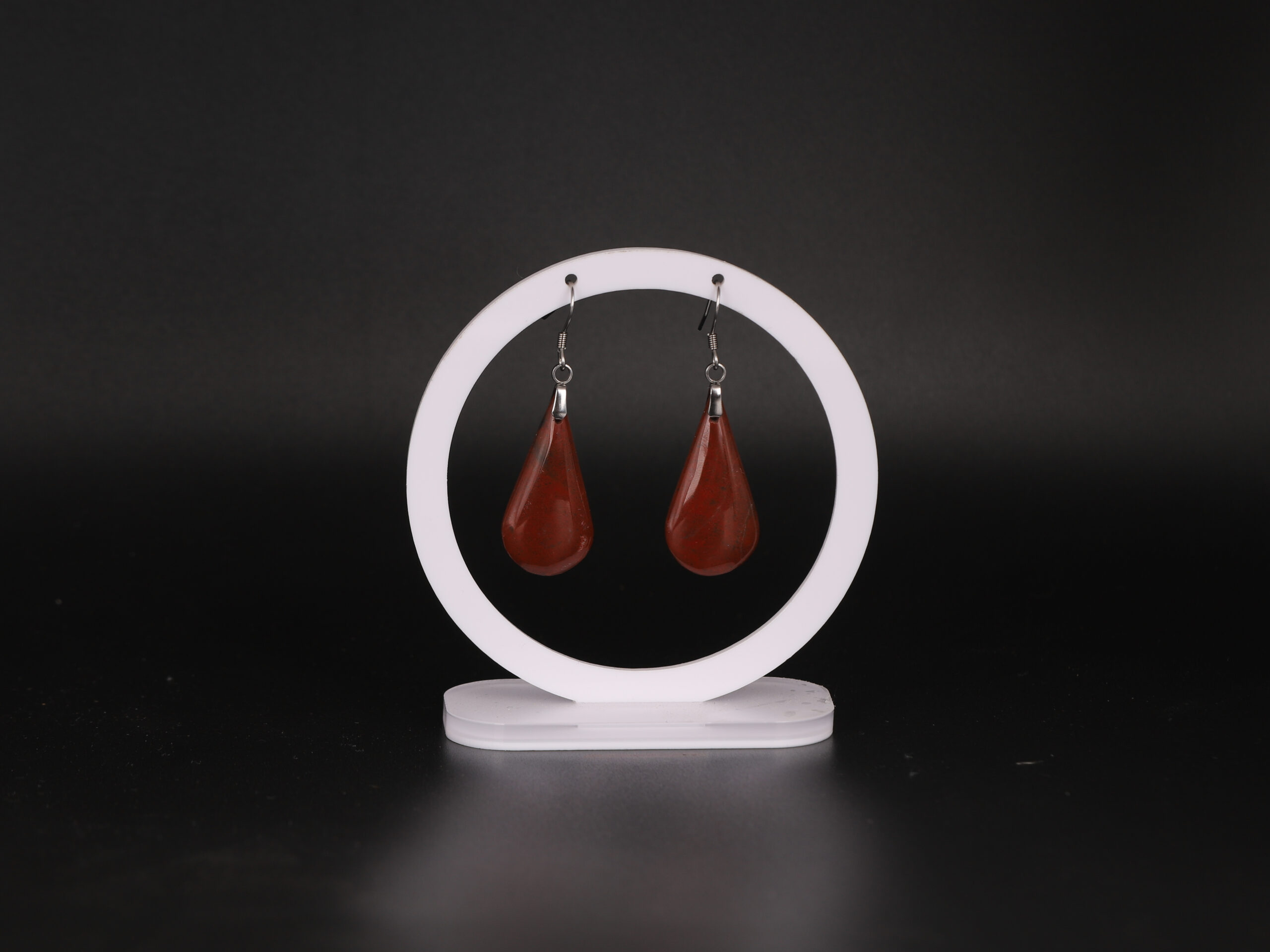 Boucles d'oreilles goutte Jaspe Rouge attache crochet 1 Boucles d'oreilles goutte Jaspe Rouge attache crochet