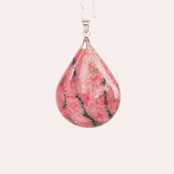 Pendentif goutte Rhodonite black line