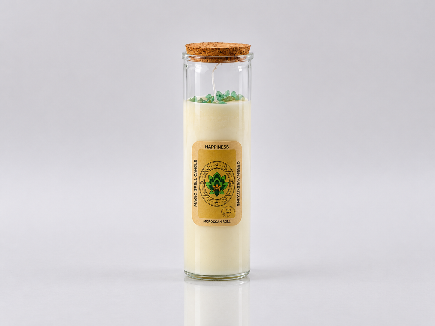 Bougie Rituelle Bonheur – Aventurine Verte & Moroccan Roll 16 Bougie Rituelle Bonheur – Aventurine Verte & Moroccan Roll