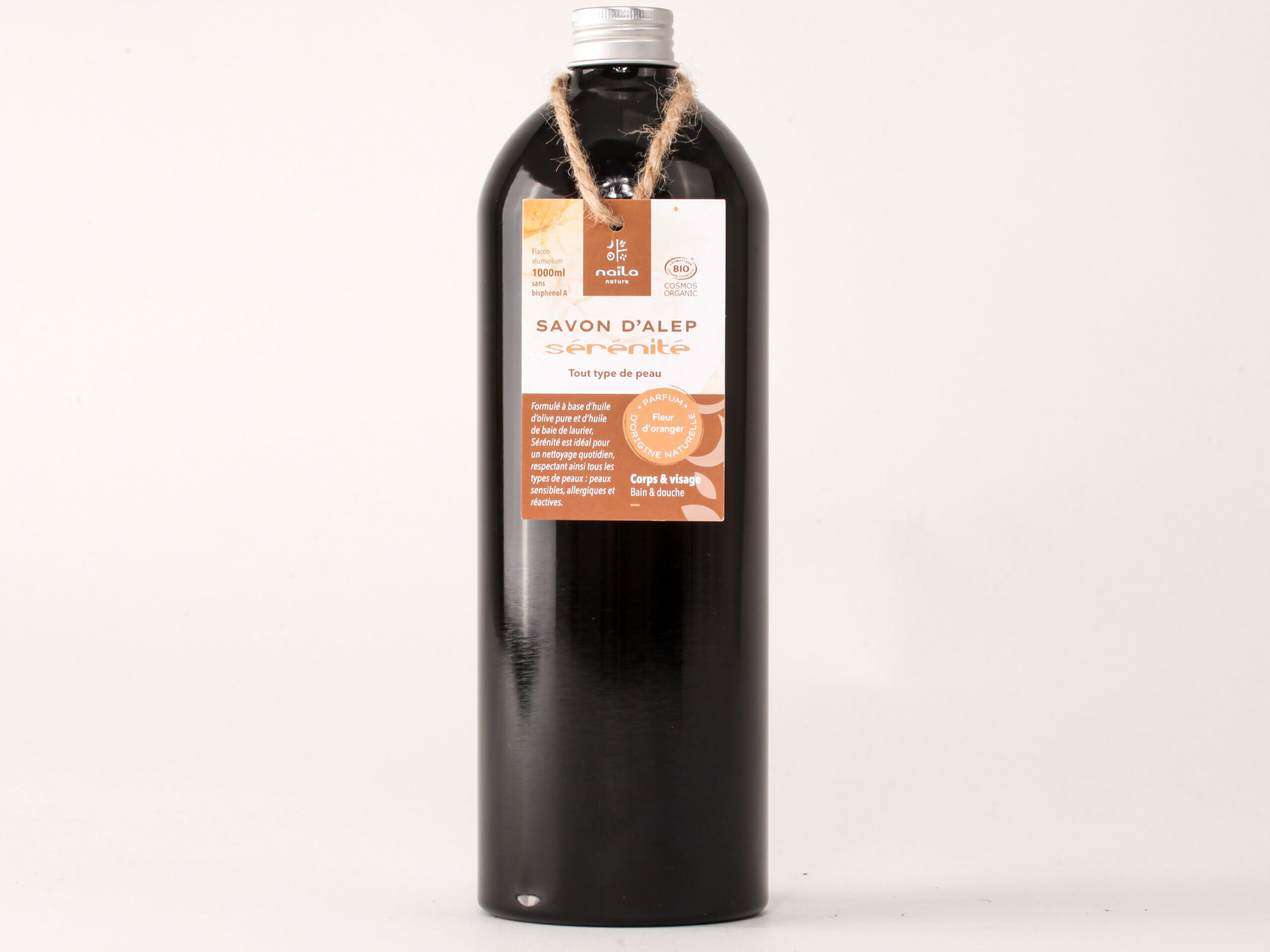 Savon d'Alep liquide fleur d'oranger "sérénité" certifié Bio 21 Savon d'Alep liquide fleur d'oranger