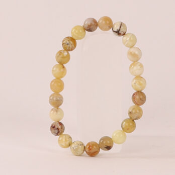 Bracelet Opale jaune ‘A’ perles 8 mm