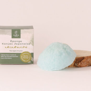 Lot de 3 éponges Konjac japonaise utsukushï menthe sauvage