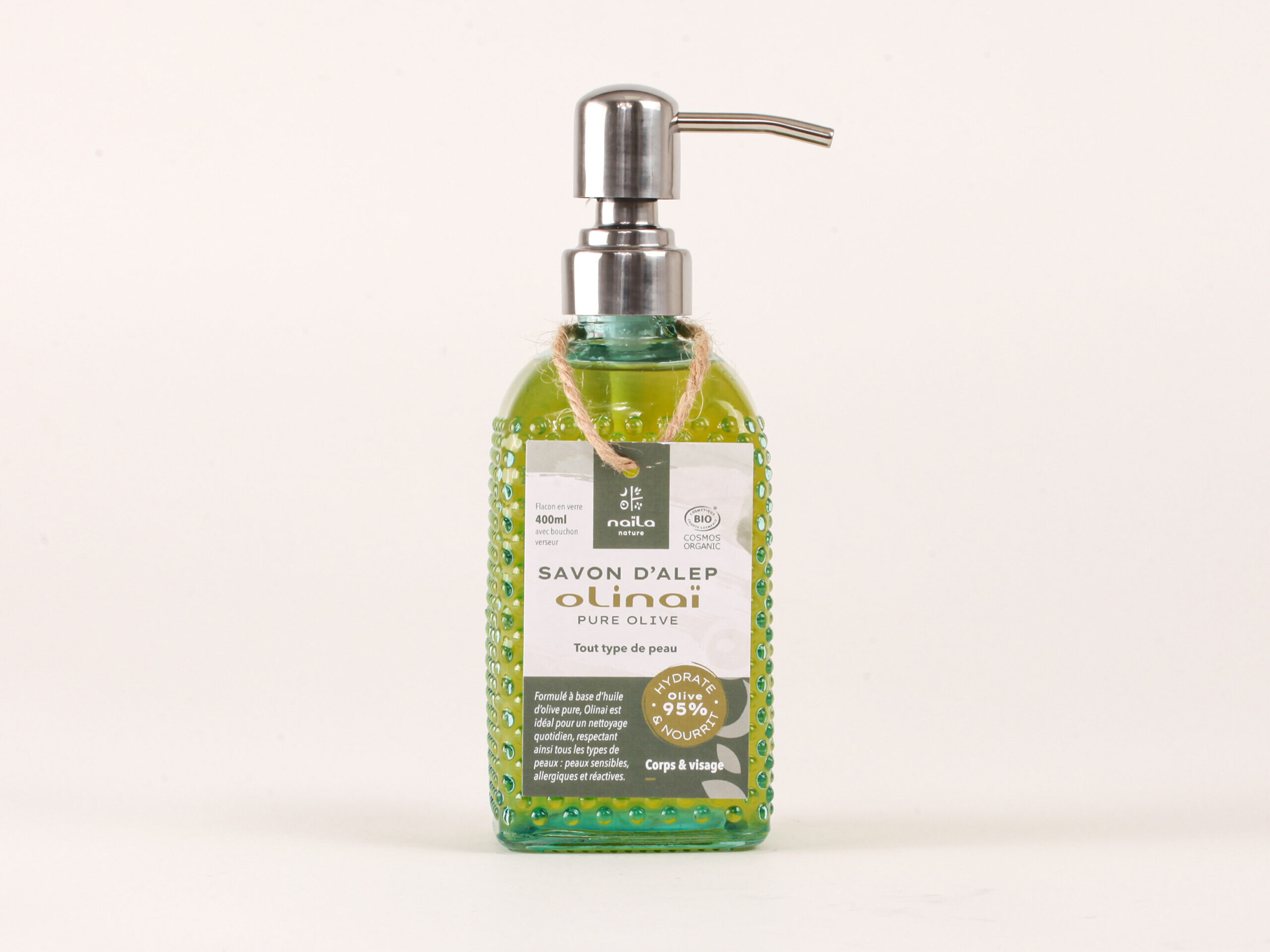 Savon d'Alep liquide pure olive "Olinaï" certifié BIO 12 Savon d'Alep liquide pure olive