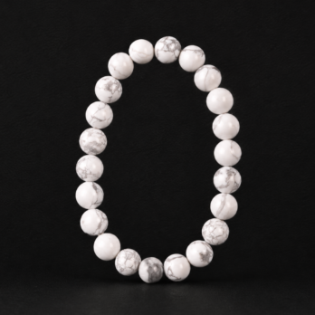 Bracelet Howlite Blanche 'A' perles 8 mm