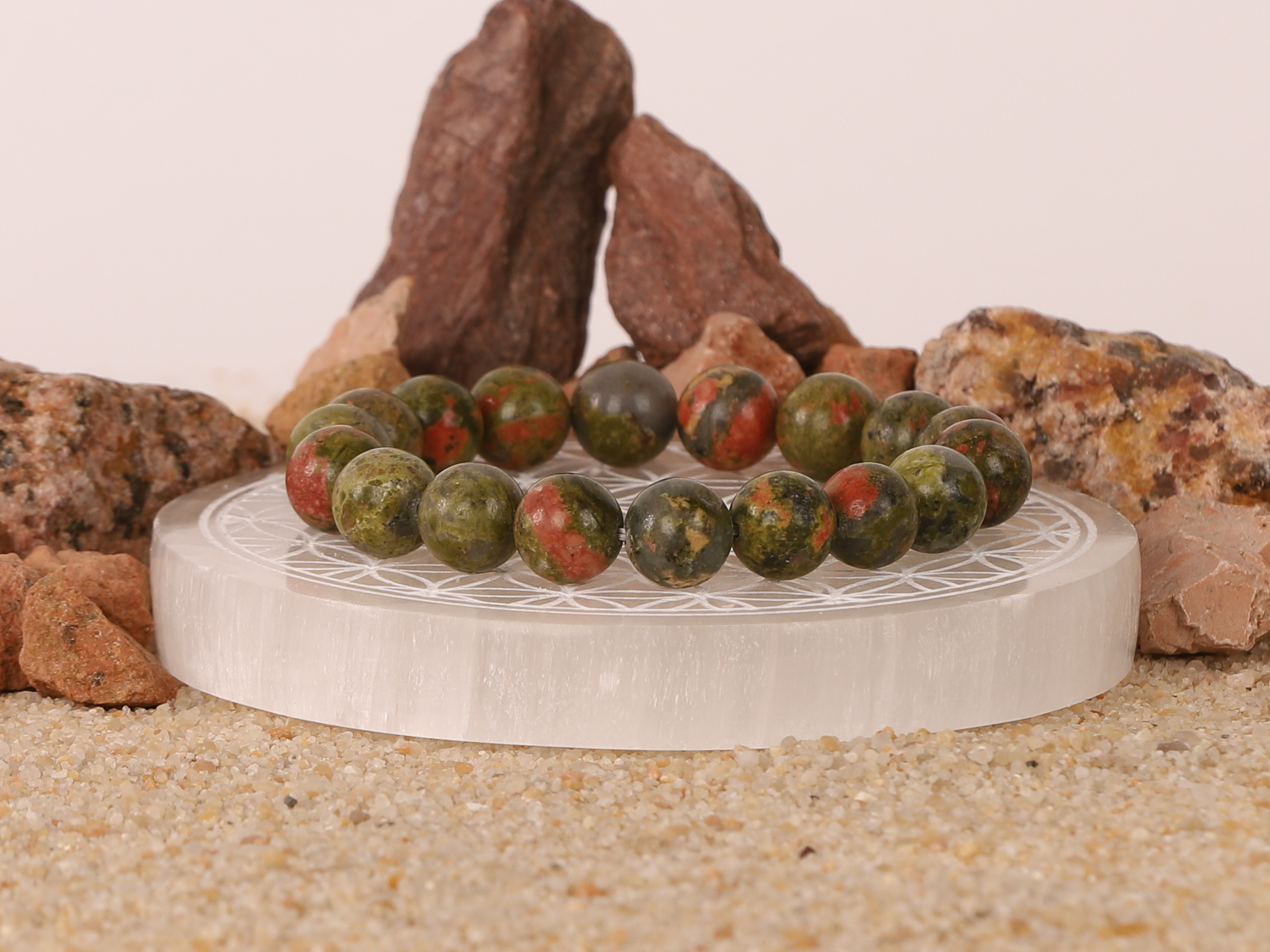Bracelet Unakite perles 10 mm 3 8t3B5