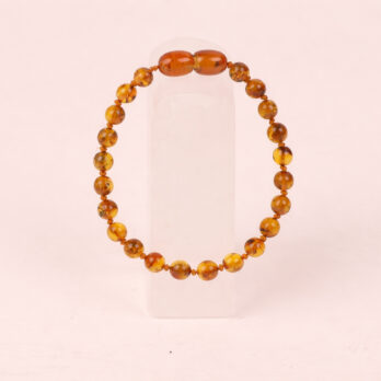 Bracelet Ambre sombre bébé catégorie ‘A’ perles 4 mm