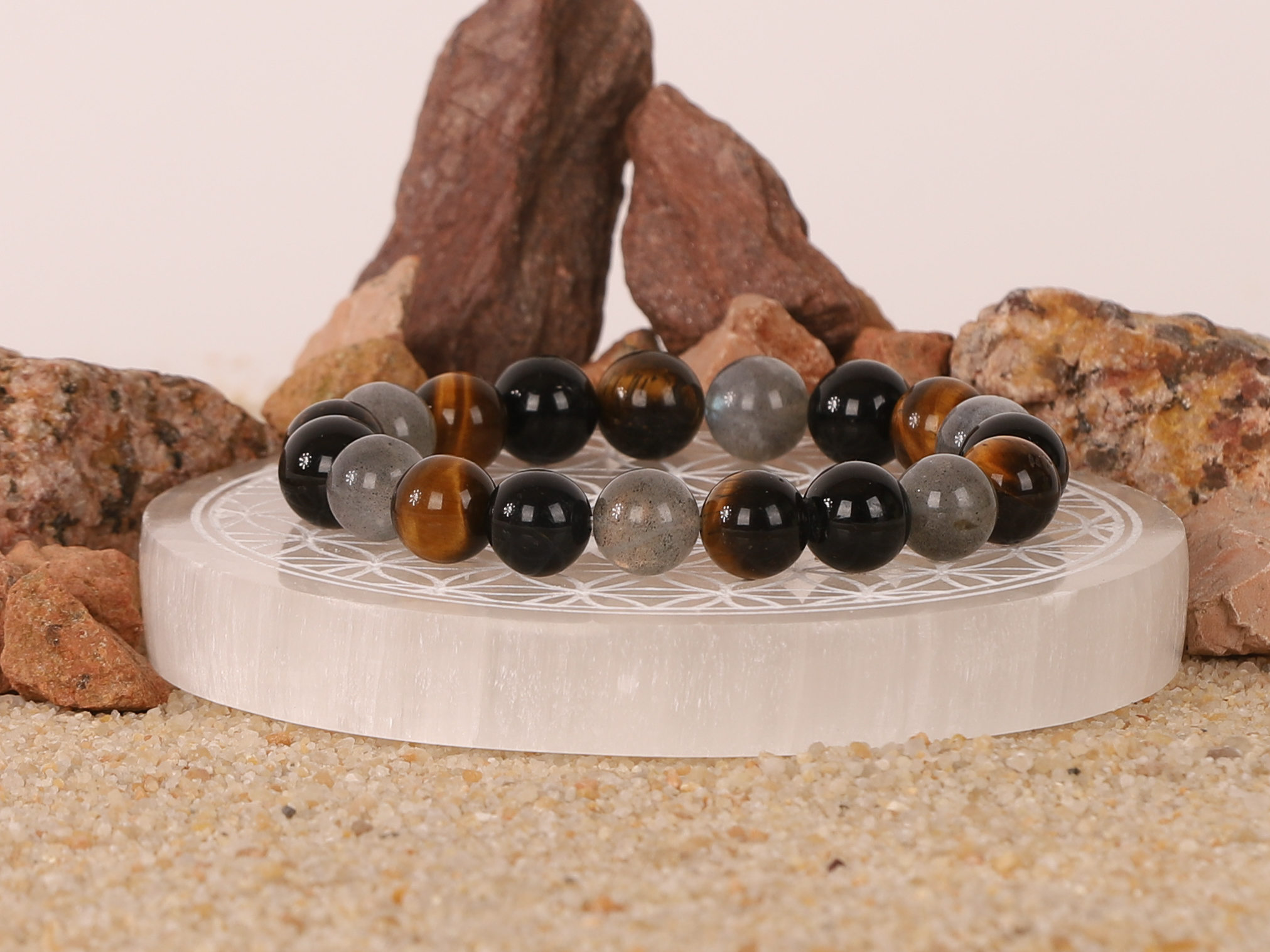 Bracelet Triple Protection Labradorite 'A' perles 10 mm 3 LKkP